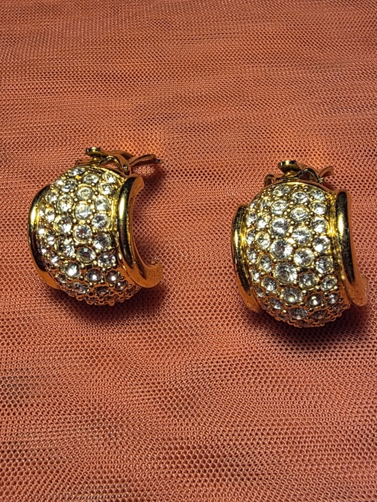 Swarovski Jewelry - Swarovski Gold-Tone Crystal Dome Clip-On Earrings